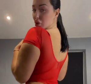 Annie Mae in red lingerie