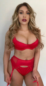 Super Babe Ashley Emma in red lingerie