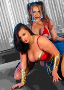 April and Lucia Harley Quinn and Wonder Woman
